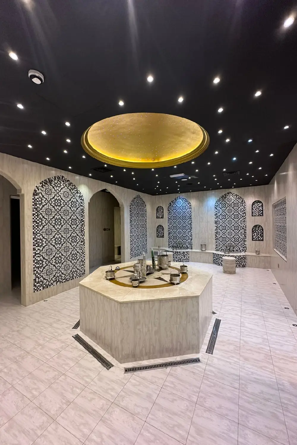 Authentic Moroccan hammam with traditional design and natural treatment products at Monarch Beauty Salon Dubai