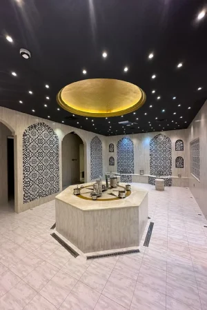 Authentic Moroccan hammam with traditional design and natural treatment products at Monarch Beauty Salon Dubai